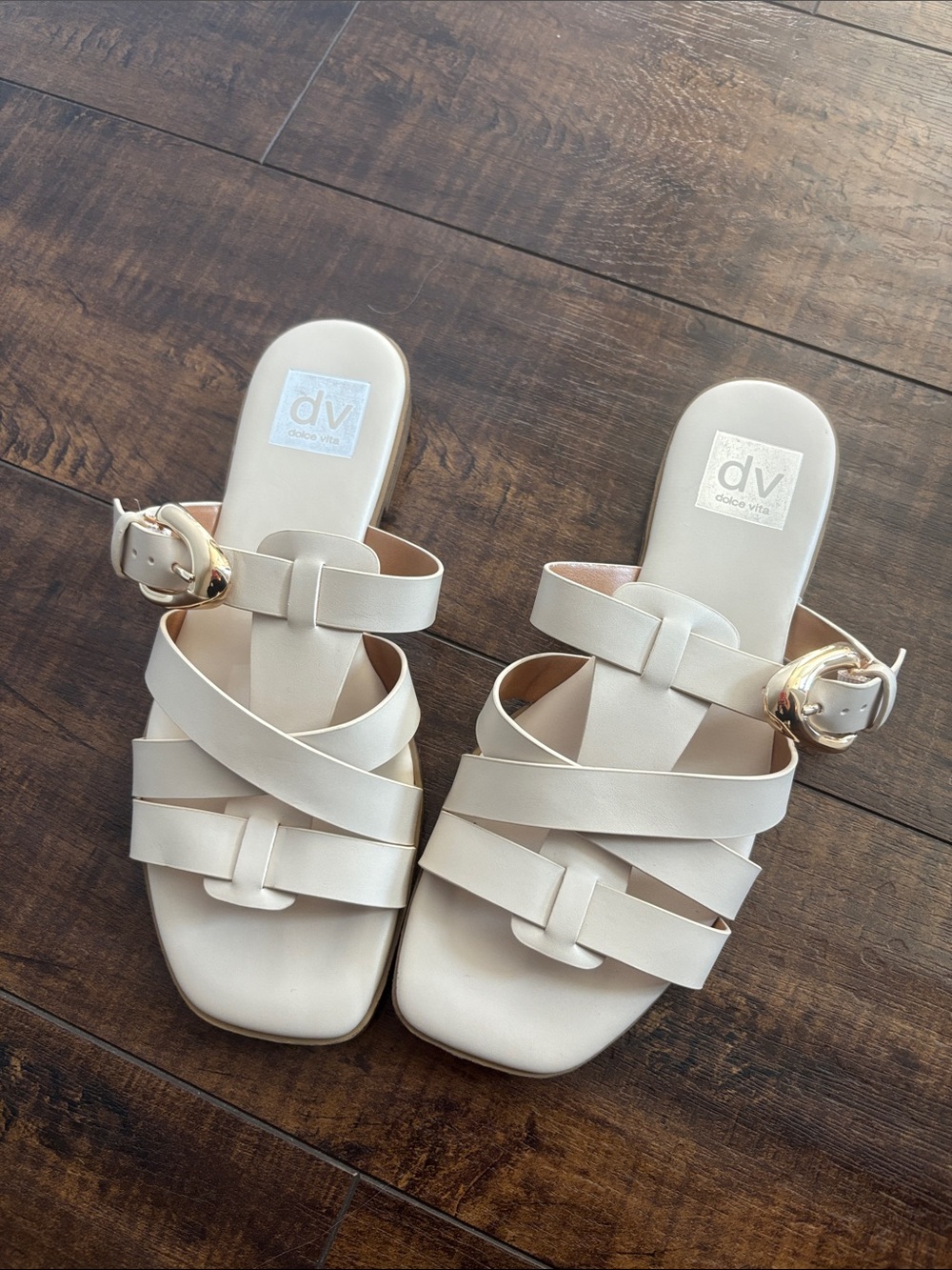 Dolce Vita Women's Ivory Strappy Slide Sandals